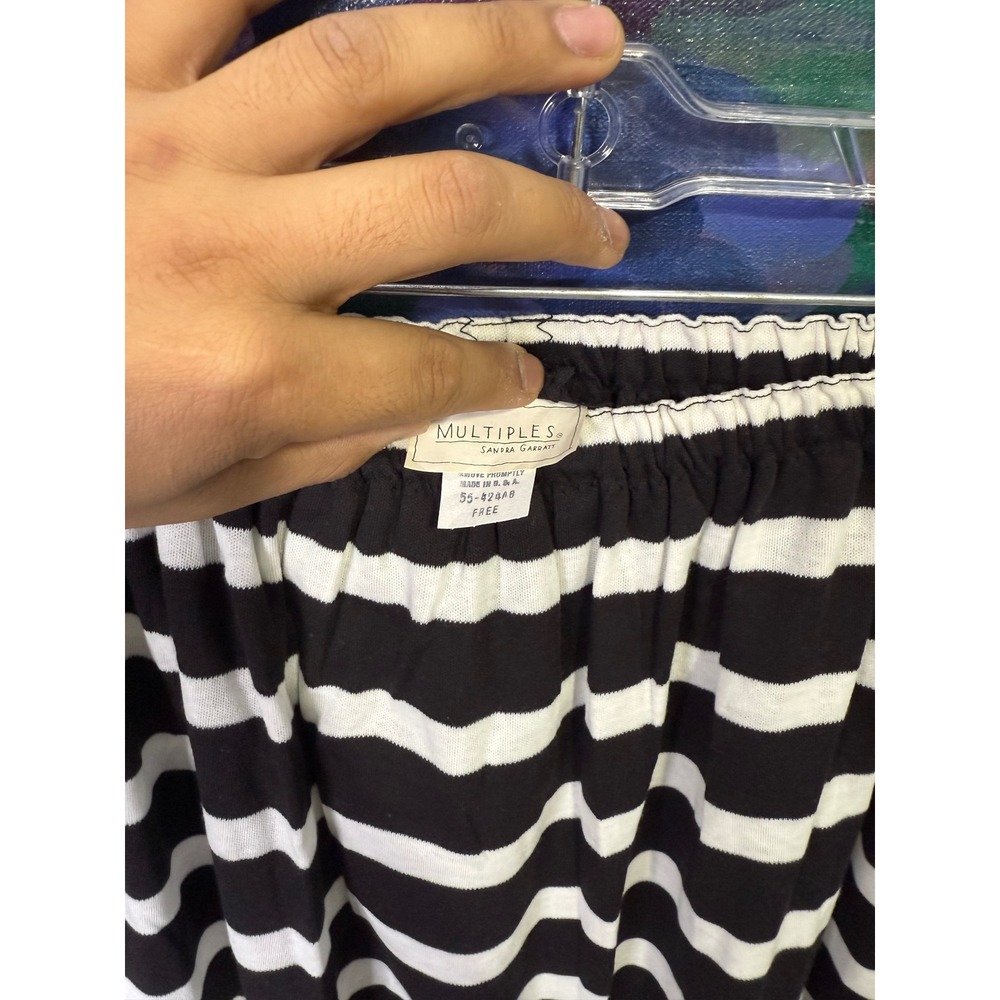Vintage 80s Multiples Sandra Garratt Black White Striped Top Skirt Set - Picture 3 of 9